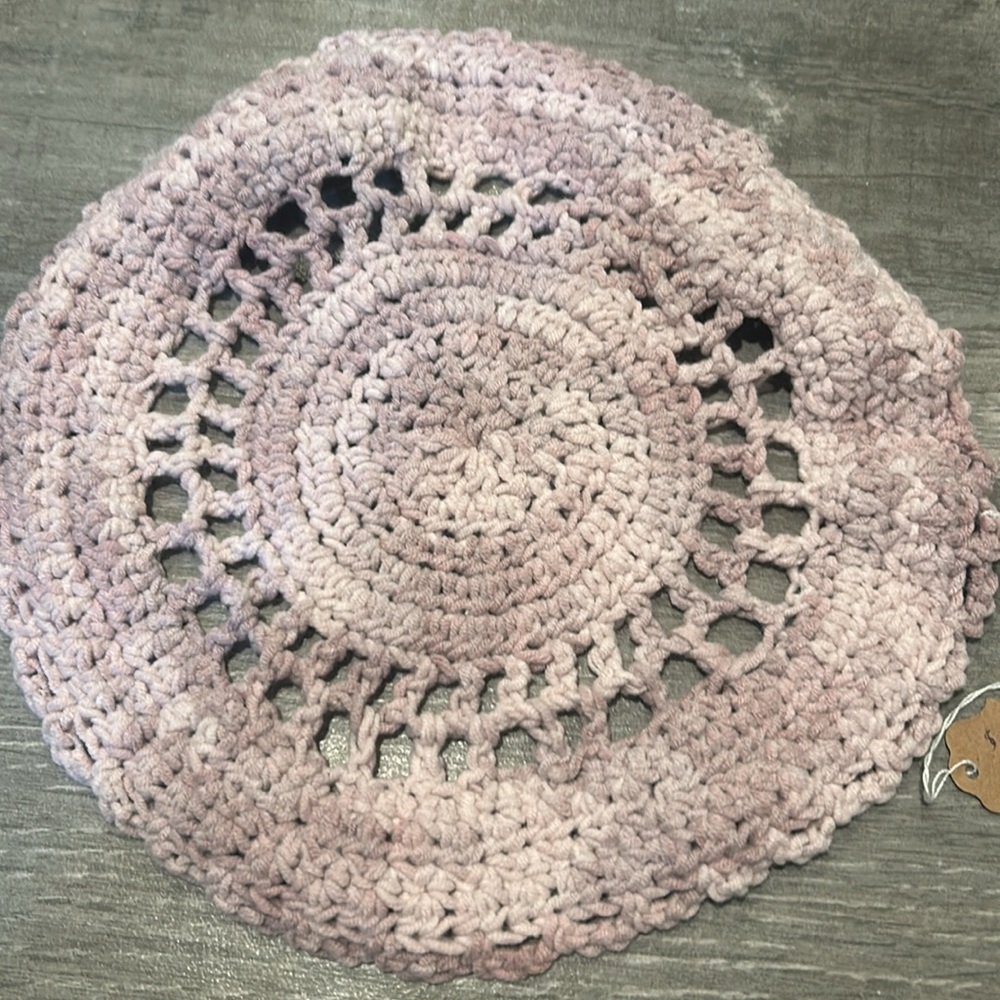 NEW! Lot x 2 Handmade Crocheted Pot Holders in Turquoise and Lavender - Picture 3 of 5
